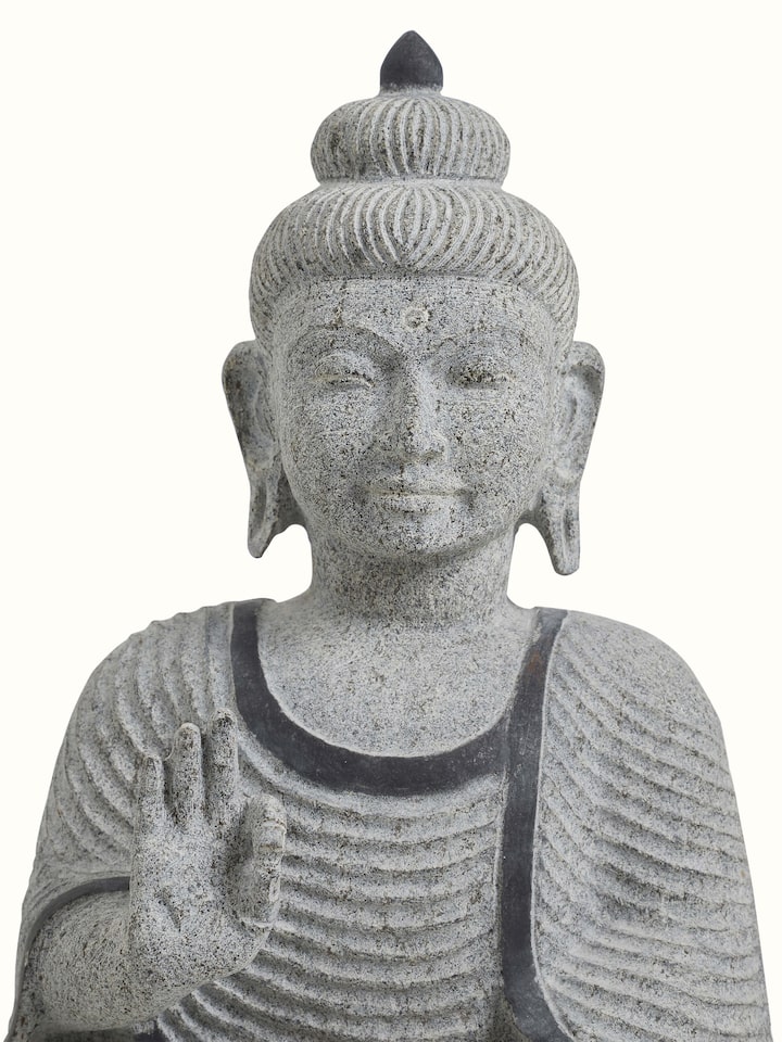 Rear detail view of the Stone Carved Buddha Idol