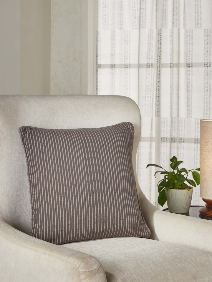 Anek Coffee Cotton Bhujodi Handloom Cushion Cover