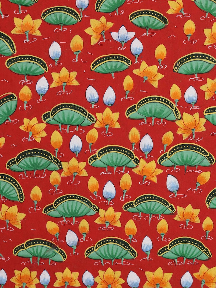 Detail view of the Kamal Talai Yellow Pichwai Painting