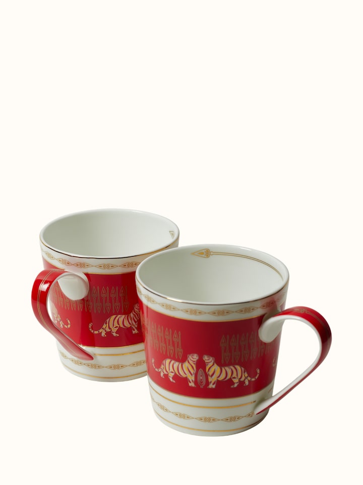 Close-up view of Ceramic Coffee Mugs With Gold-Accents (2 Pcs) highlighting the handcrafted detailing and finish