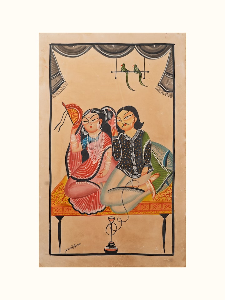 Front view of Babu Culture Kalighat Painting