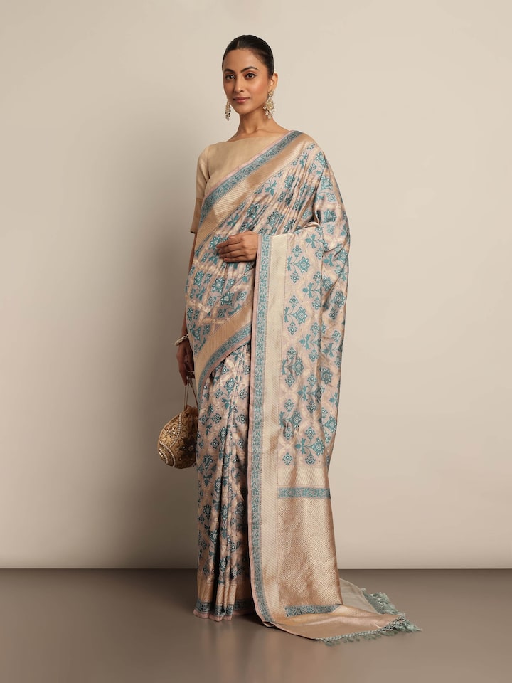 Blue Mulberry Katan Silk Banarasi Saree