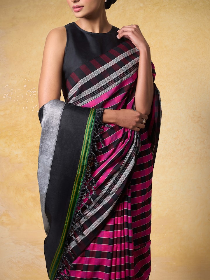 Pink Cotton Silk Ilkal Saree