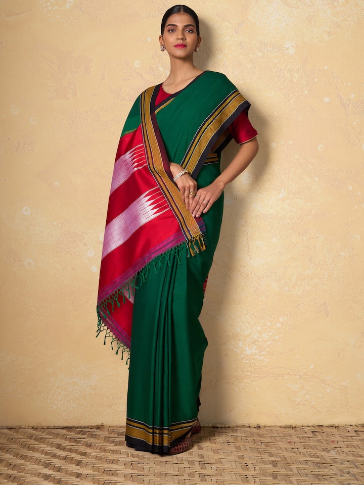 Green Cotton Silk Ilkal Saree