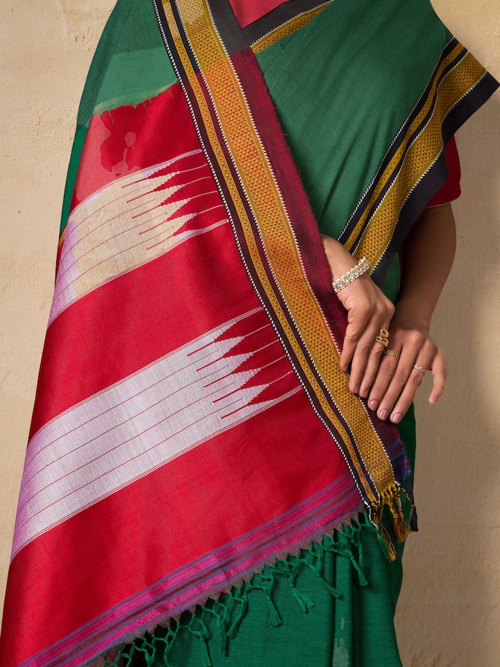 Green Cotton Silk Ilkal Saree
