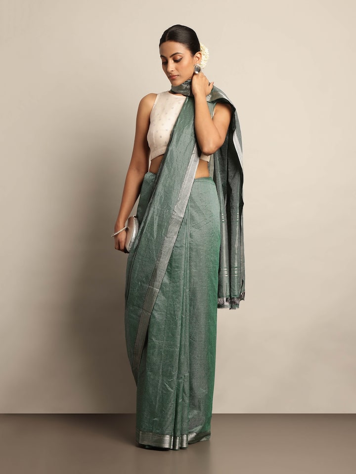 Green Cotton Mangalgiri Saree