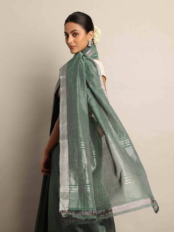 Green Cotton Mangalgiri Saree