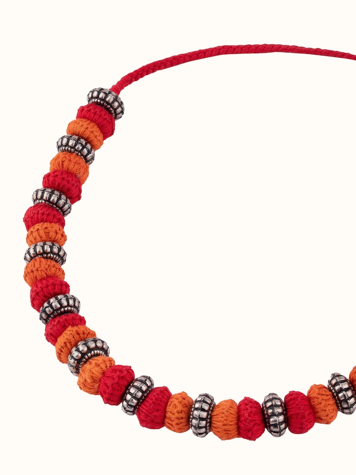 Detailed view of Lambani collar necklace emphasizing the traditional design and craftsmanship.