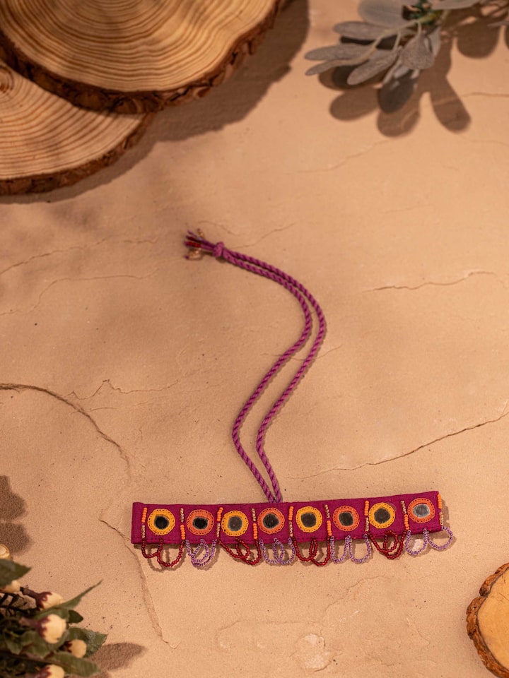 Side view of Lambani Choker showcasing its detailed design and traditional craftsmanship.