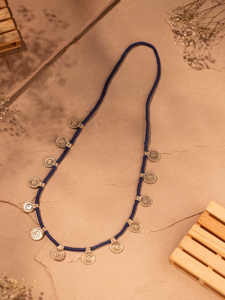 Close-up view of Lambani long necklace highlighting detailed beadwork and craftsmanship