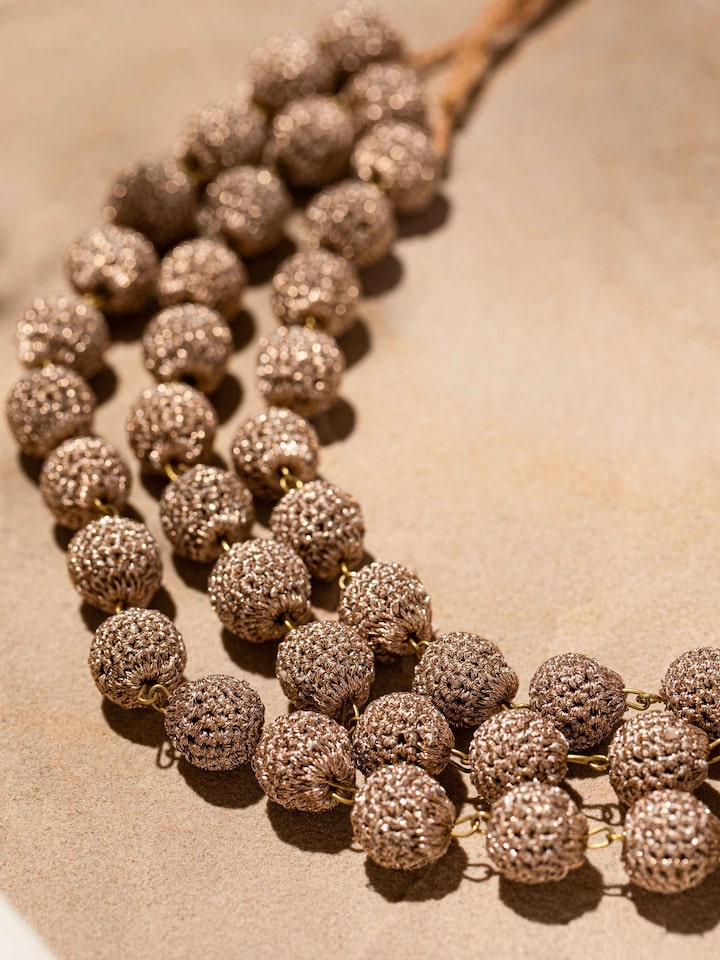 Back view of Crochet Long Necklace displaying the clasp and overall design.
