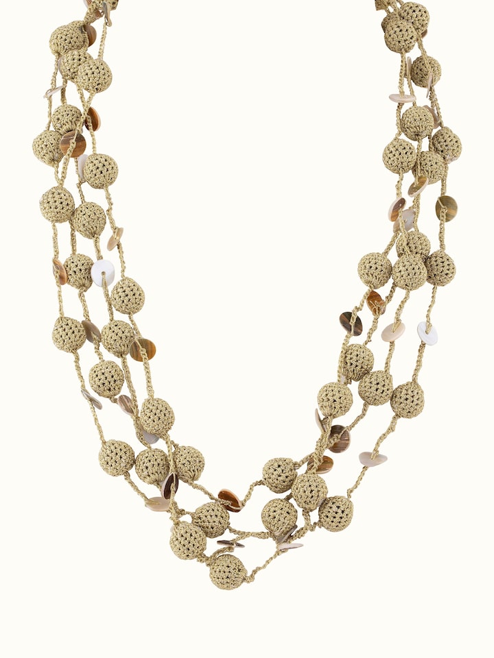 Front view of Crochet Collar Necklace highlighting detailed lacework