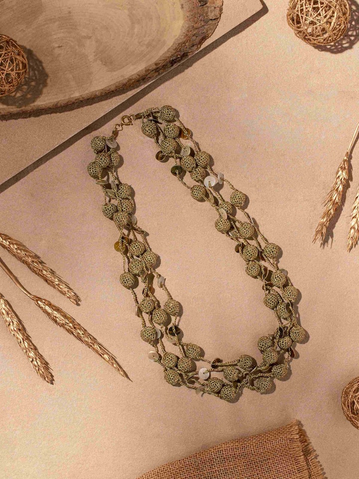 Close-up of Crochet Collar Necklace focusing on intricate design details