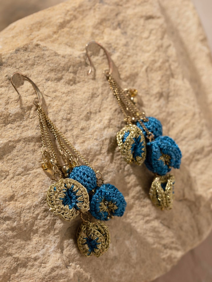 Back view of Crochet Drop Earrings showcasing the hook and overall design.