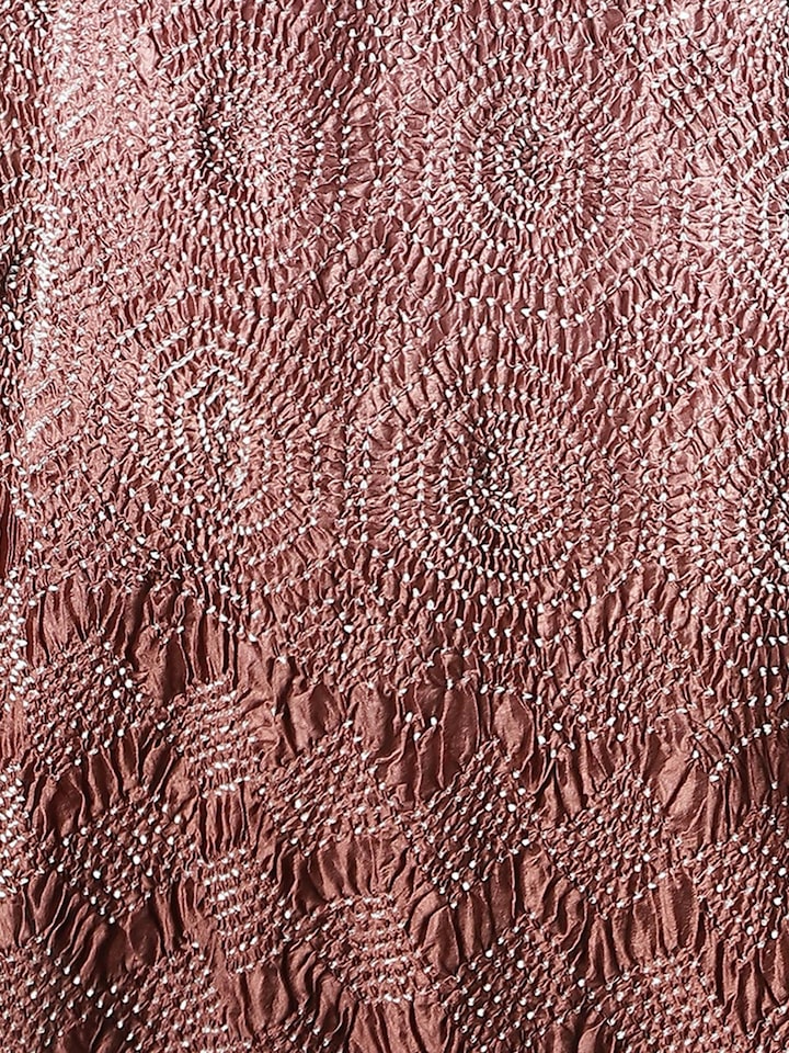 Alternate detail view capturing Bandhani motifs and vibrant wine hue.