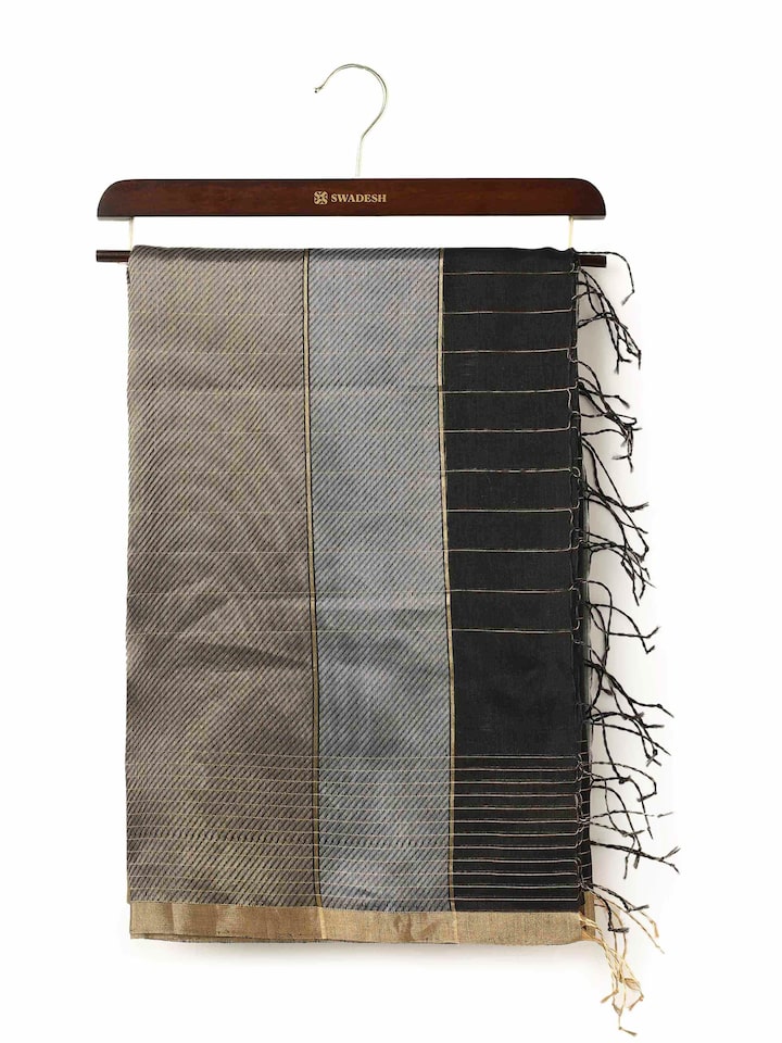 Black Cotton Silk Chanderi Dupatta