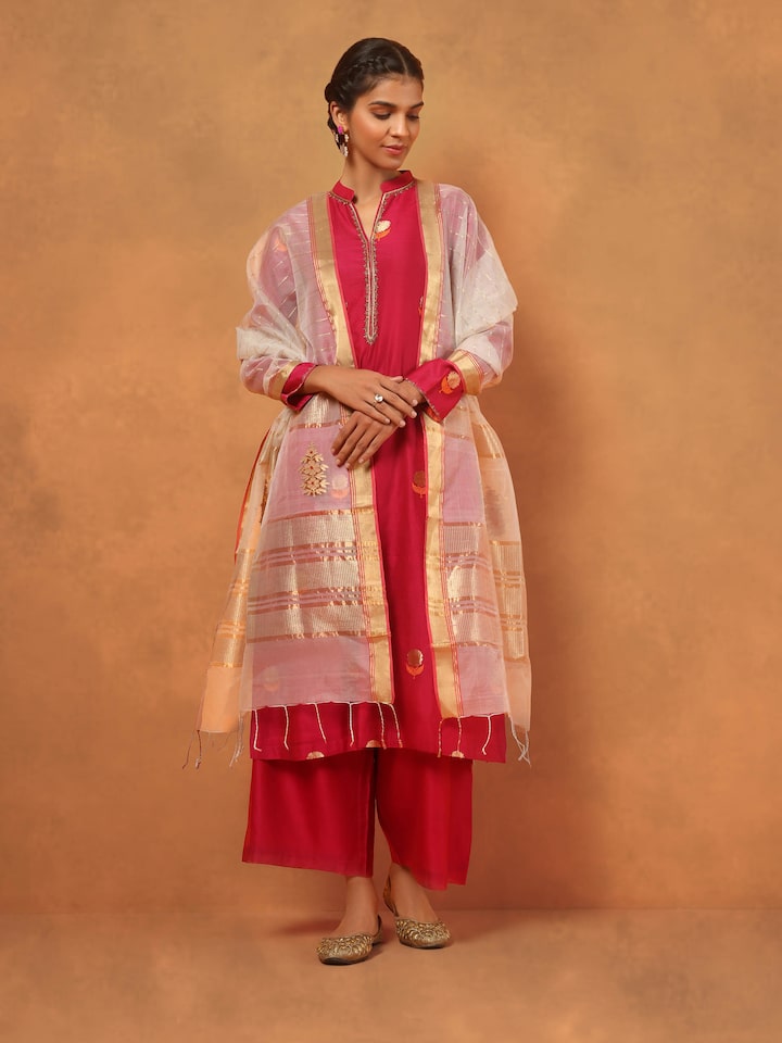 White Cotton Silk Chanderi Dupatta