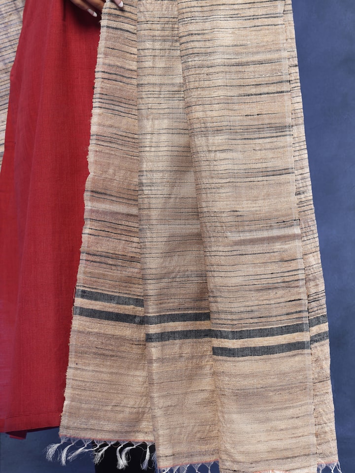 Beige Tussar Silk Dupatta