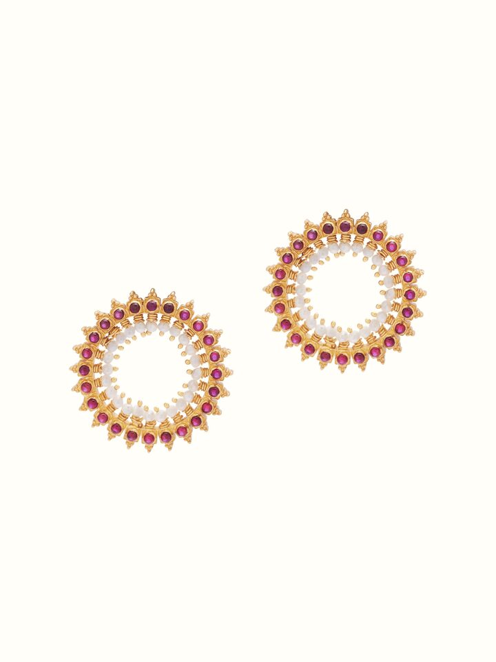 Front view of Guttapusalu Silver Studs displaying intricate silver detailing