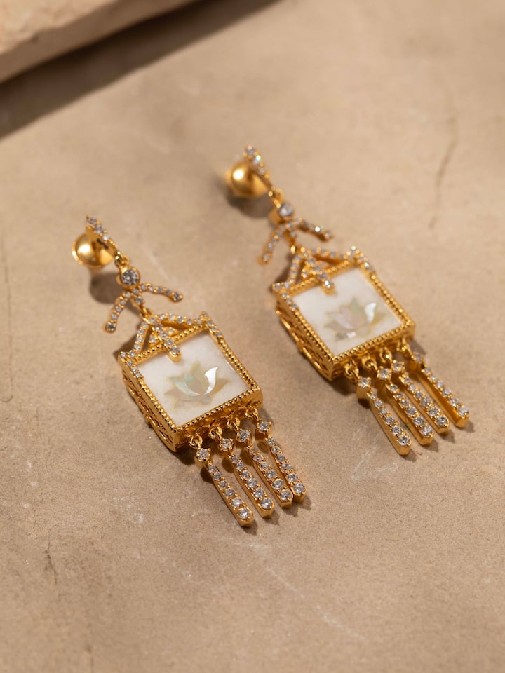 Detailed image of Pacchikari Silver Drop Earrings highlighting the intricate silver work and design.