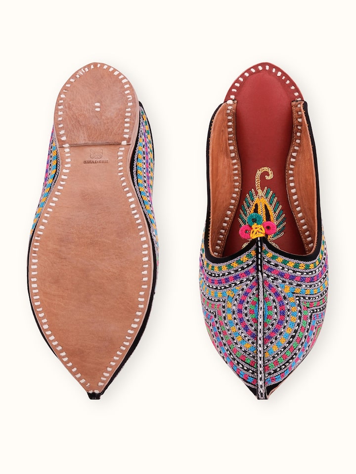 Top view of Tan Leather Jodhpuri Mules illustrating the shoe's interior and exterior design.