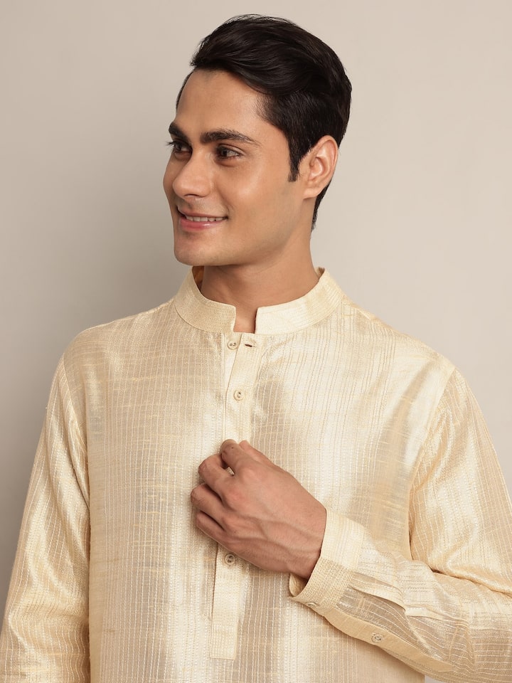 Side view to reveal the smooth drape and timeless style.