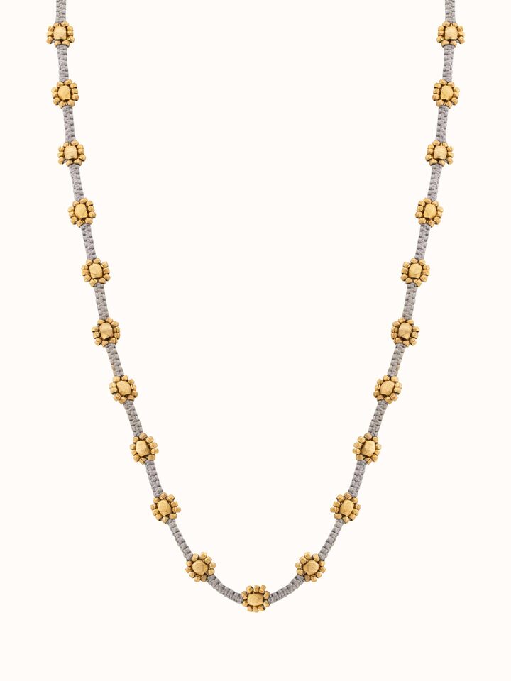 Front view of Dhokra Long Necklace featuring traditional Dhokra metalwork with intricate designs.