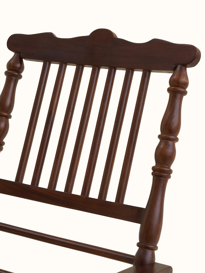 Additional detail view of the Upholstered Sheesham Wood Rocking Chair