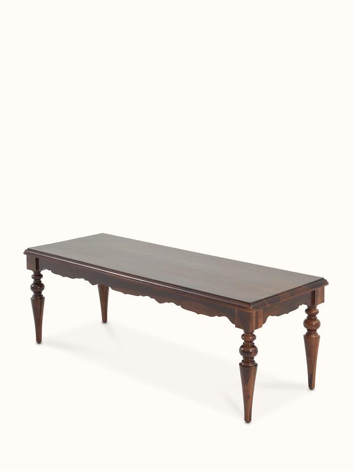 Close-up of the Sheesham wood 2-seater bench, focusing on the rich wood texture and natural finish.