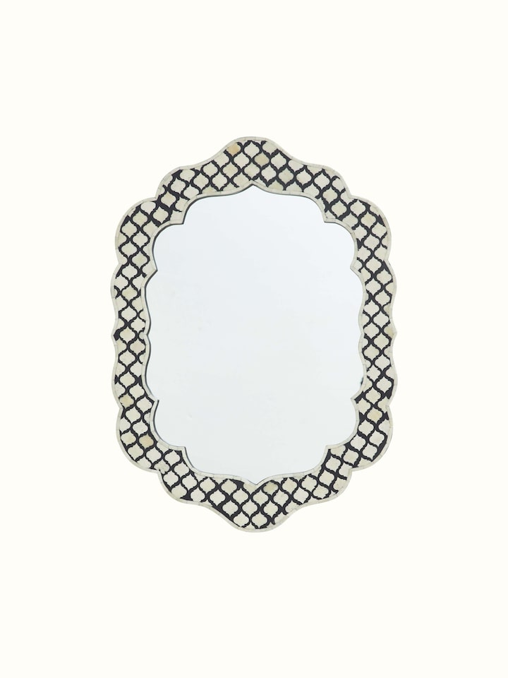 Front view of Bone Inlay Wall Mirror showing the front design and form