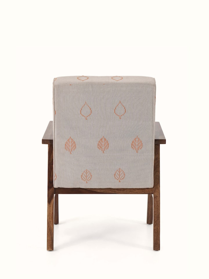 Full view of the Bawan Buti upholstered Sheesham wood study chair, highlighting its elegant and traditional look.