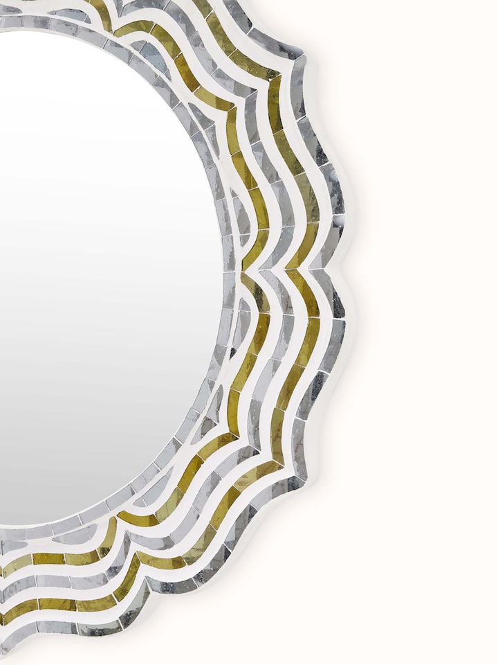 Back view of Swadesh Glass Floral Design Inlay Wall Mirror showing craftsmanship and design elements