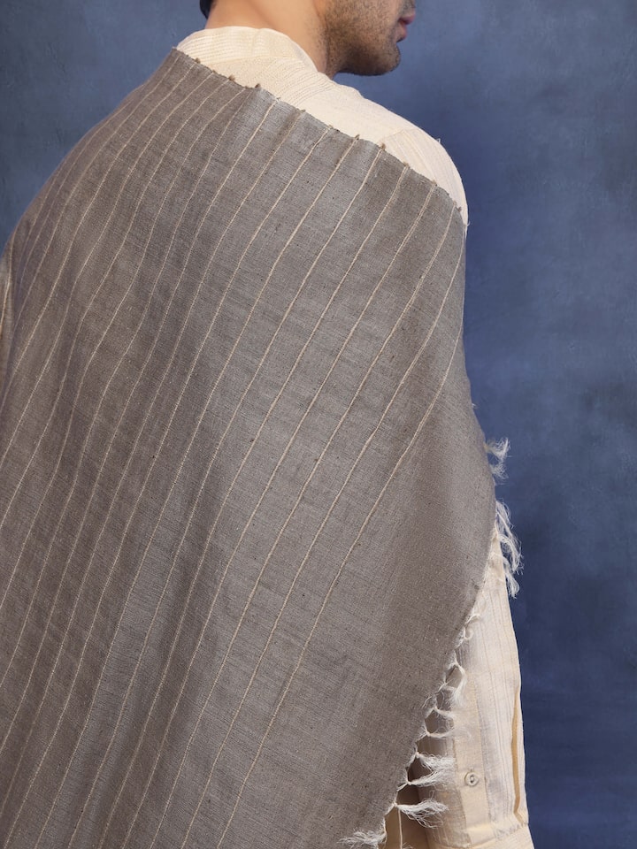 Light Grey Tussar Silk Shawl