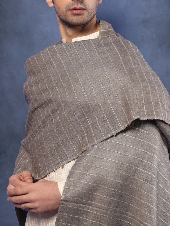 Light Grey Tussar Silk Shawl