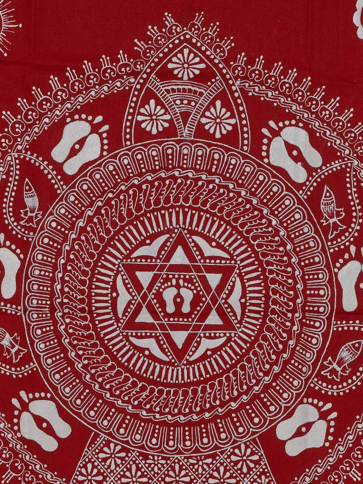Detail view of Aipan Vivah Chowki Painting highlighting the intricate linework and detail