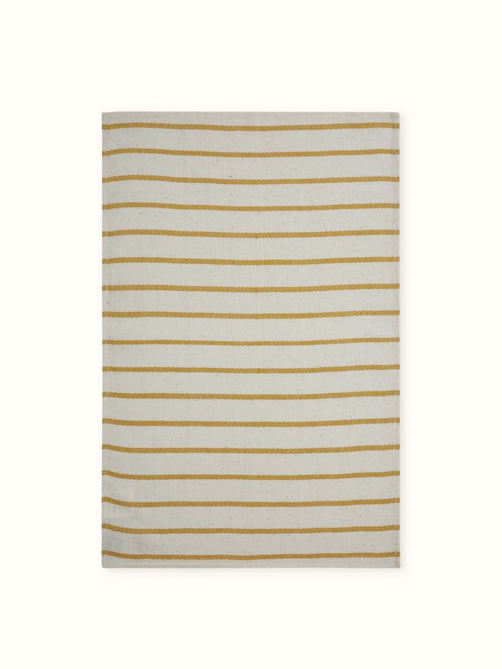 Detailed view of Samitha yellow stripe cotton hand towels (2 pcs) highlighting the texture and vibrant yellow stripes.
