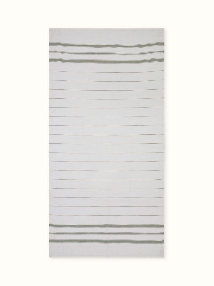 Full view of Adrita Green Stripe Cotton Bath Towel (M), showing the green stripe pattern on a cotton bath towel.