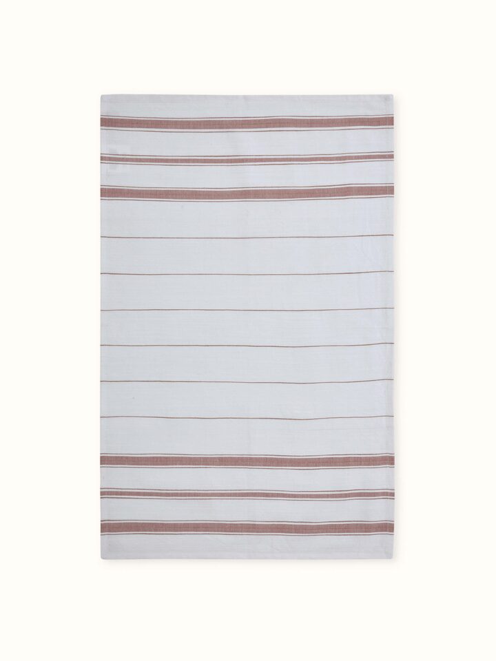Overhead view of Adrita White Stripe Cotton Hand Towels (2 pcs), highlighting the full stripe pattern and cotton material.