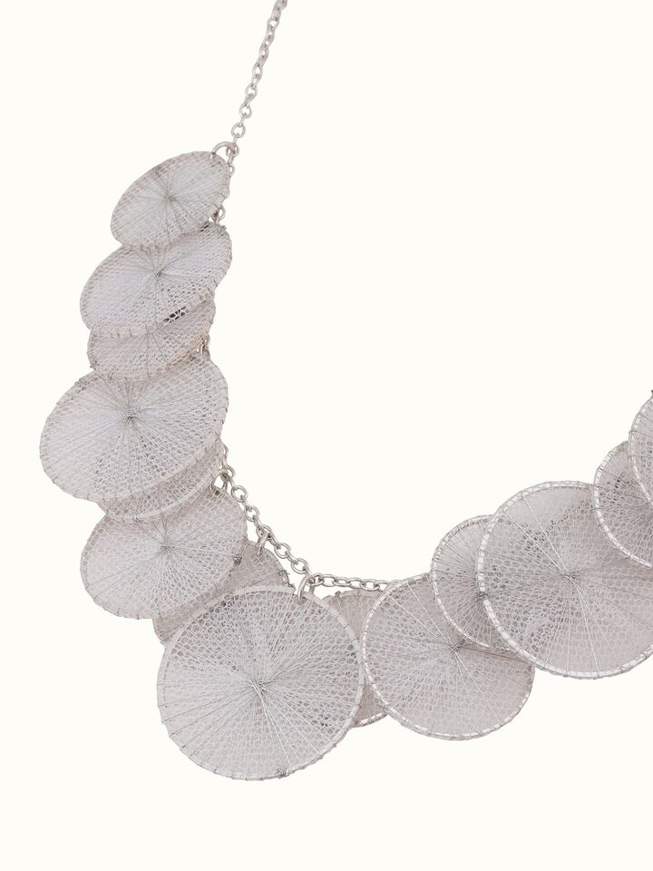 Detailed view of String Craft Long Necklace focusing on the fine string craftsmanship and design.