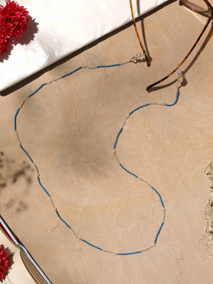 Close-up view of glass bead lanyard showcasing detailed beadwork and texture
