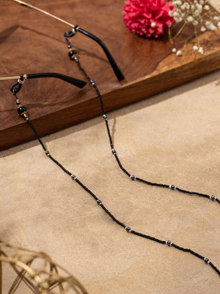 Detailed side view of Glass Bead Lanyard showcasing the vibrant glass beads and intricate pattern.