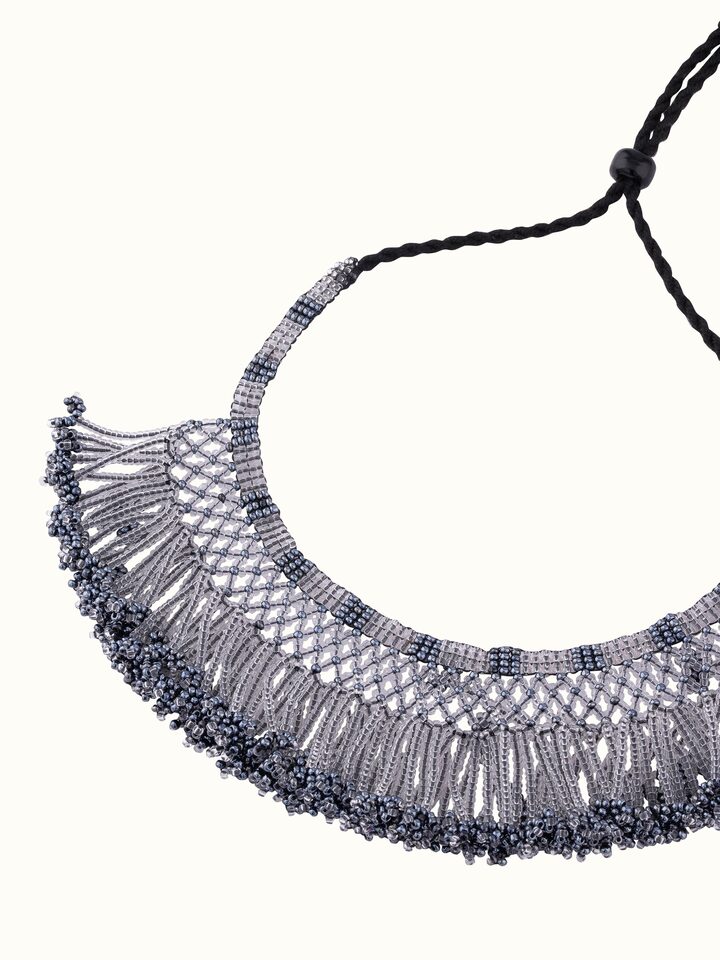 Overview of Glass Bead Choker showing the complete piece laid out