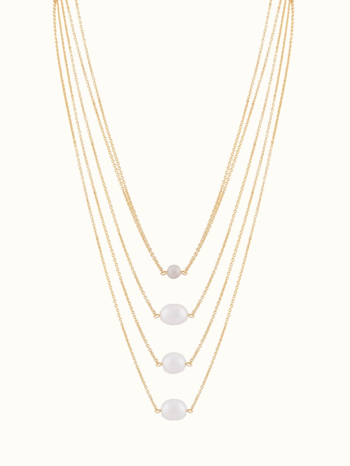 Front view of Silver Flame Glass Long Necklace featuring striking glass elements and silver accents by Swadesh