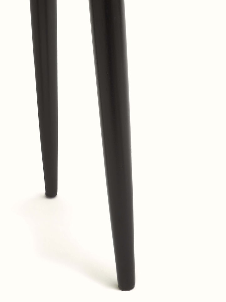 Back view of Swadesh Mango Wood Bidri Side Table highlighting its sturdy mango wood frame and unique decorative inlays