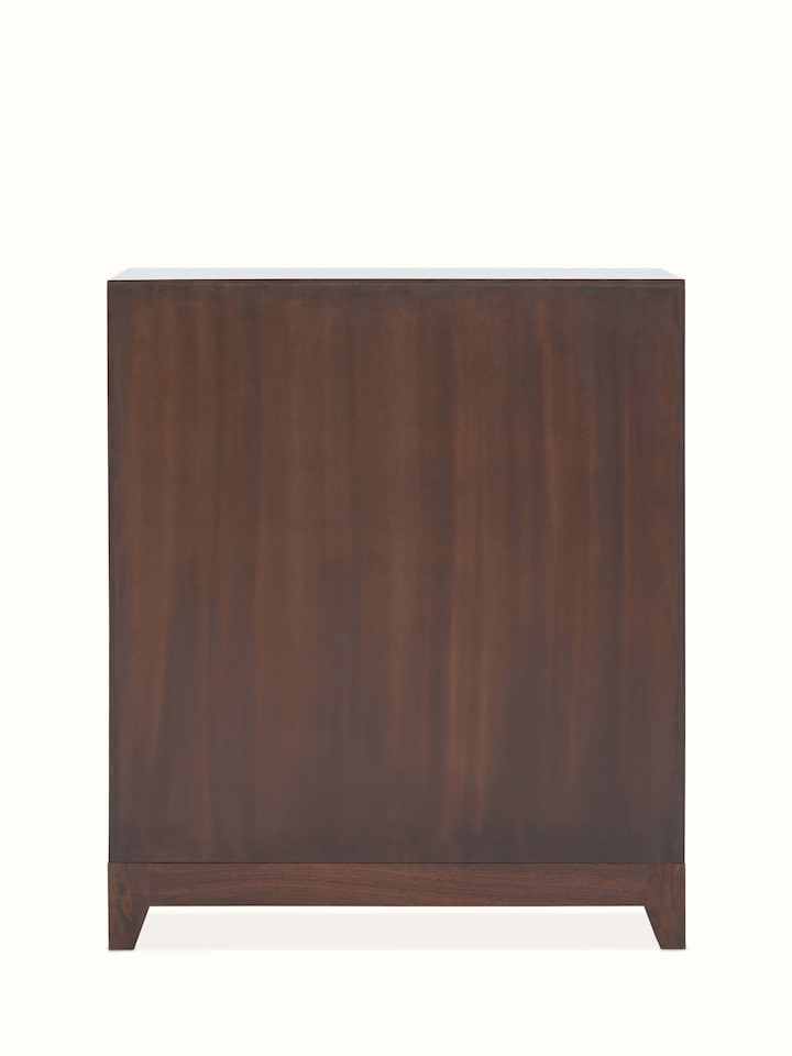 Top view of the Sheesham wood and bone inlaid bar cabinet, focusing on the detailed inlay and overall design