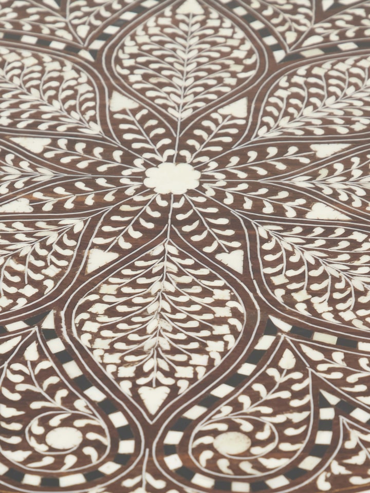 Sheesham Wood & Bone Inlay Patio Table