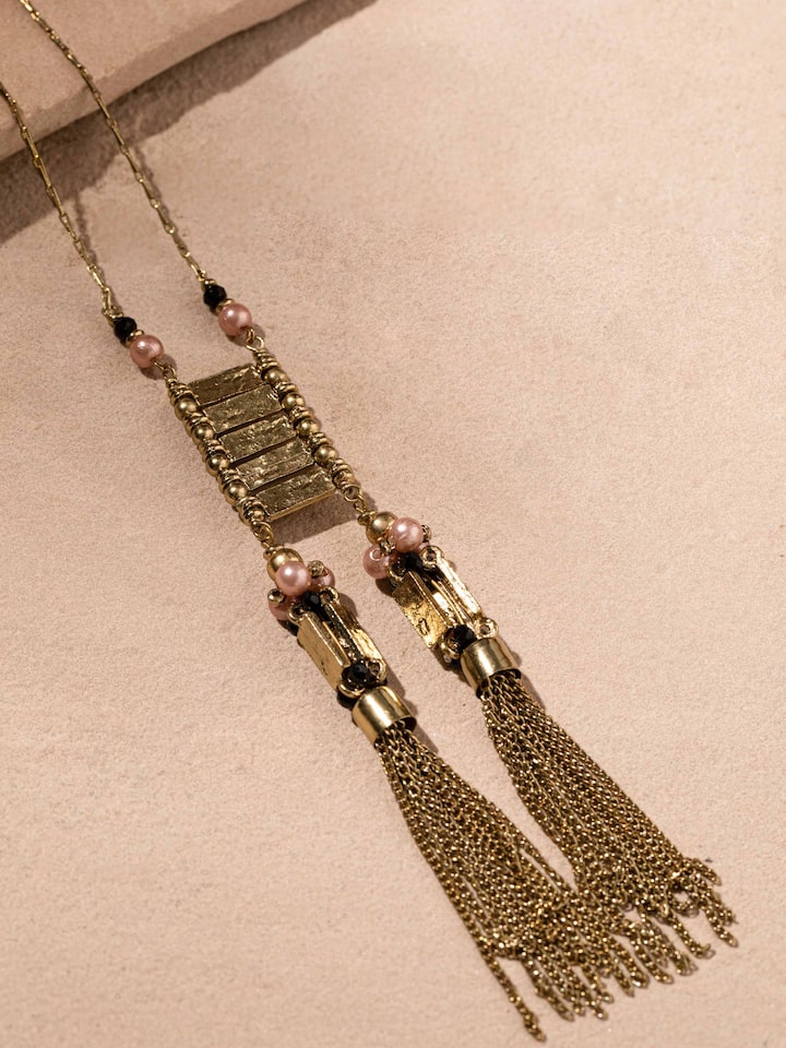 Detailed view of Handcrafted Long Necklace emphasizing intricate design and craftsmanship.