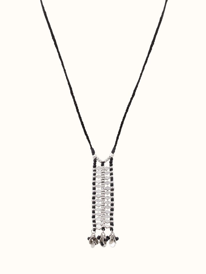 Front view of Handcrafted Long Necklace showcasing its intricate design and craftsmanship.