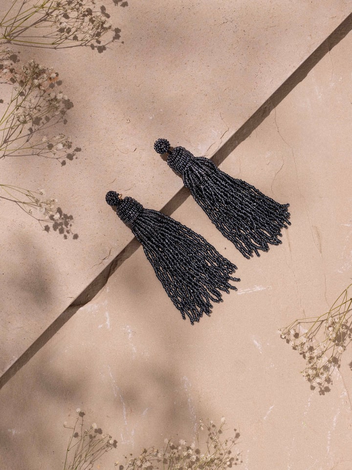 Close-up view of Handcrafted Drop Earrings highlighting the quality and artistry of the design.