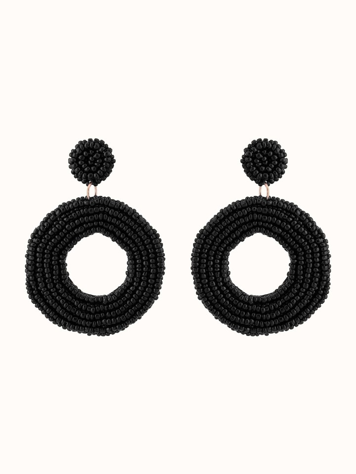Front view of Handcrafted drop earrings highlighting their elegant design and unique craftsmanship